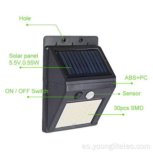 Sensor de movimiento Luz solar al aire libre para jardín